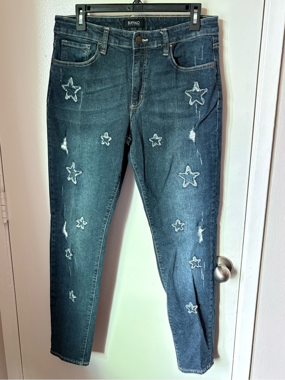 Buffalo David Bitton Women's Dark Blue Star Appliqué Skinny Jeans
